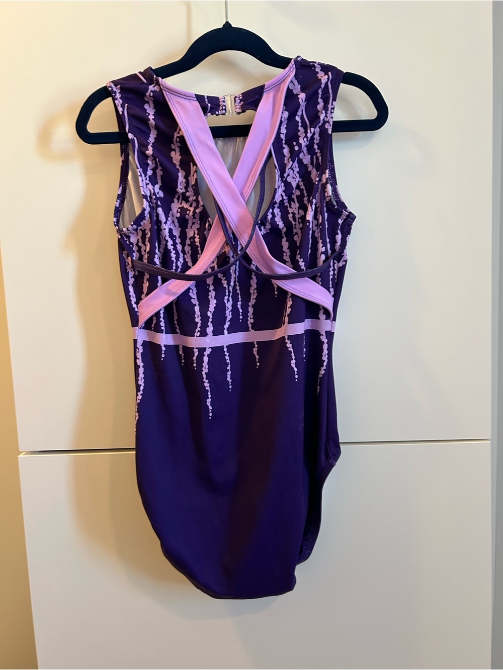 GK Purple Leotard with Pink Pattern and Sequin Accents - Size AM - Picture 7 of 8